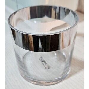 Parnoo Clear Glass Candle Holder w/ Thick Silver Band